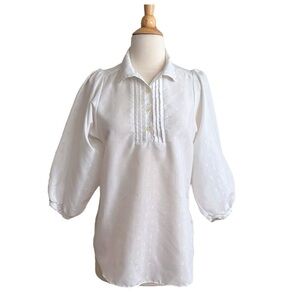Vintage 70s YOU BABES Ivory Blouse – Puff Sleeve Pintuck Peasant Top Cottagecore